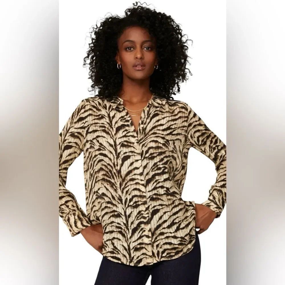 ba&sh Issac Zebra Shirt Size XS - Picture 2 of 9